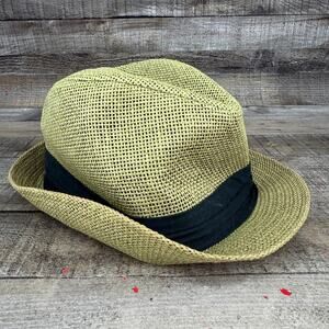 Fedora Hat Woven Black Band Yellow Gelante The Hatter Company One Size Cap